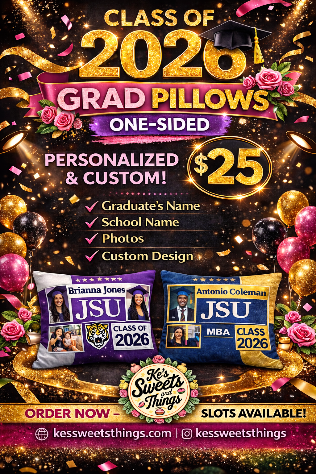 Grad Pillow-Front Only